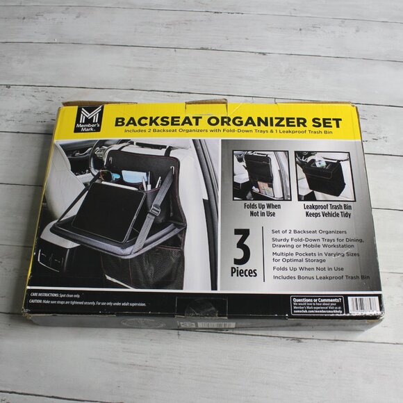 Backseat Organizer Set Fold Down Up Trays Travel Car Vehicle Caddy Set - Picture 4 of 4